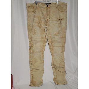 Diamond Stash Jeans Size 42 Faded Bleached Ripped Tan Khaki Beige Big and Tall